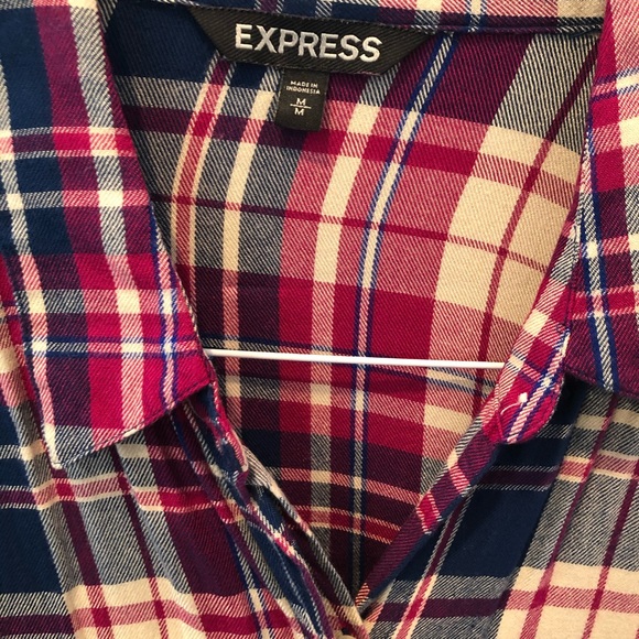 Express Blue Pink Plaid Shirt Sz Medium - Picture 2 of 5
